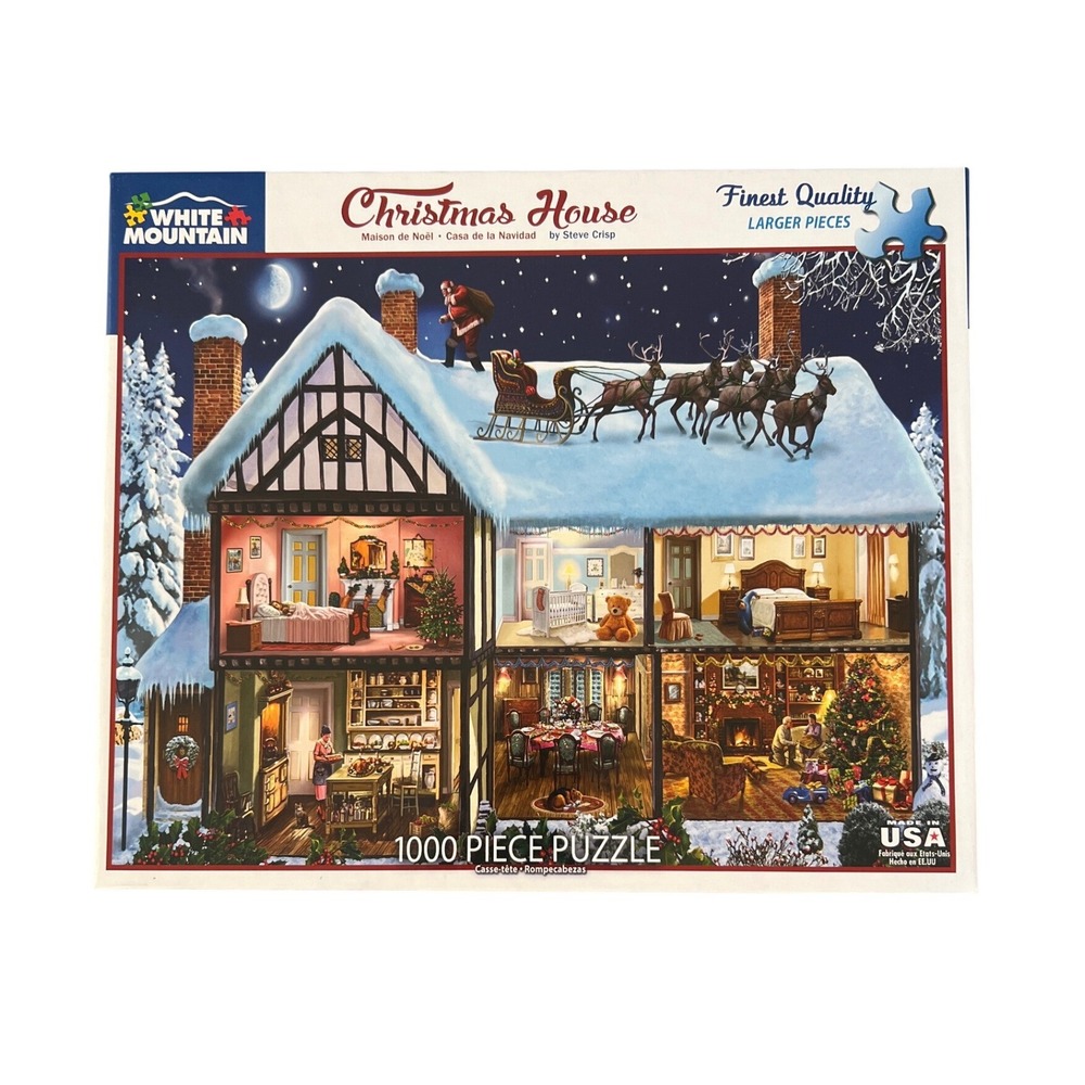 White Mountain Christmas House 1000 Piece Jigsaw Puzzle Steve Crisp Complete